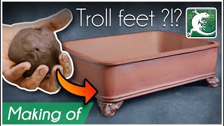 Making of a bonsai pot with "Troll" feet in clay | Ceramic tutorial for pottery without wheel