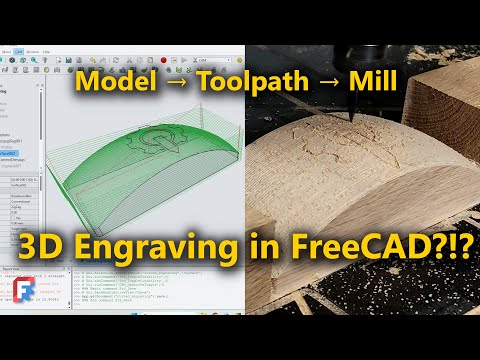 3D Curved Engraving in FreeCAD 1.1 | Full CAD-CAM Machining Workflow