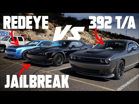 Jailbreak Hellcat VS. Challenger RedEye VS. Challenger T/A 392 (DRAG RACE)