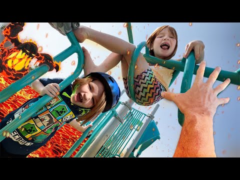 LAVA MONSTER at the PARK!!  Family Bike Ride Adventure to pirate island with Navey Niko Adley & Dogs