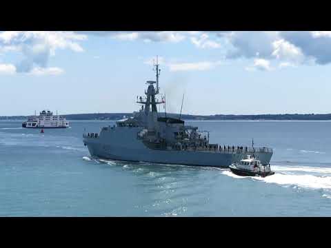 Royal Navy HMS Trent (P224) Batch 2 River-class Offshore Patrol Vessel Portsmouth England