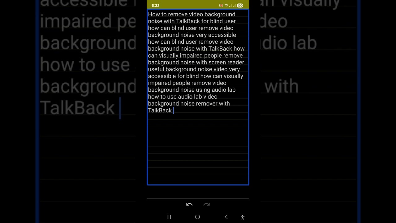 Remove video background noise very accessible for blind very advance filters from noise removal 