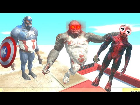 SUPER KNOCKOUT OF GORO CLUMSY -  THROWS UNITS TO THE CAPITAIN AMERICA  - ANIMAL REVOLT BATTLE SIMULA