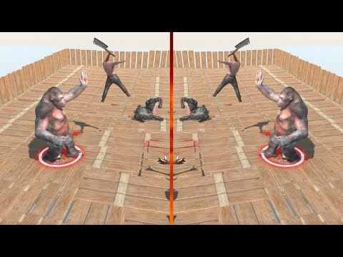 INFERNALS TEAM vs MUTANT PRIMATES TEAM | Spinning Battle Arena | Animal Revolt Battle Simulator