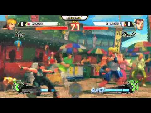Capcom Cup USF4: Momochi (Ken) vs Valmaster (Chun Li) with Twitch chat in intervals