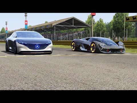 Mercedes-Benz Vision EQS vs Lamborghini Terzo Millennio at Monza Full Course