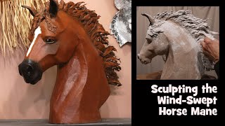 Sculpting The Mane on the Horse Head Sculpture