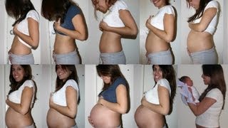 EVOLUCION DEL EMBARAZO - Crecimiento de mi panza mes a mes y posparto. Pregnancy belly time lapse