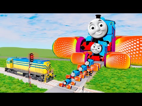 Big & Small Thomas the Tank Engine and Thomas Friend with canned Wheels vs Train | BeamNG.Drive