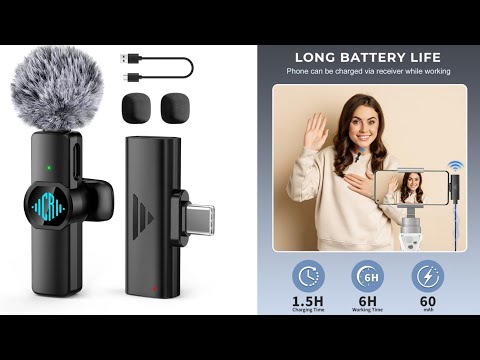CEROAN Mic for YouTube Wireless, Smart Noise Cancellation Wireless Microphone, Plug and Play