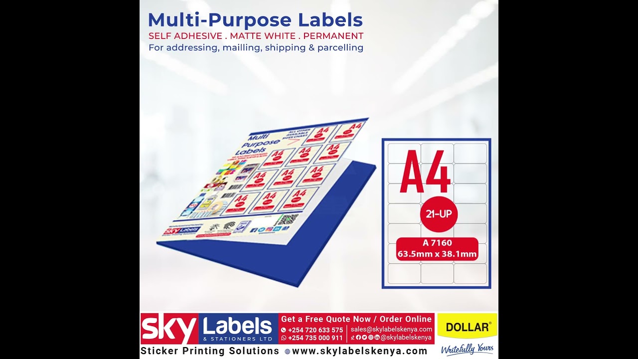A4 Shipping, Blank, Barcode, Plain Labels in Sheet form.