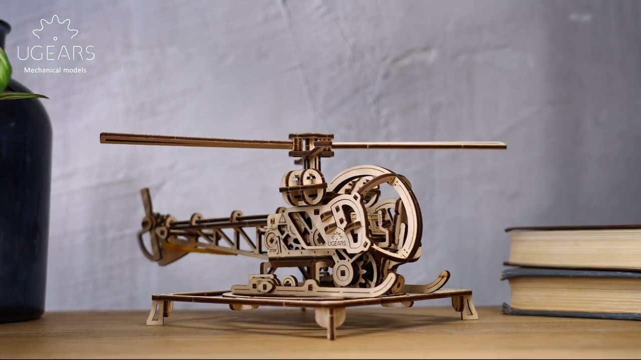 Ugears 3D Dřevěné mechanické puzzle MINI Helicopter