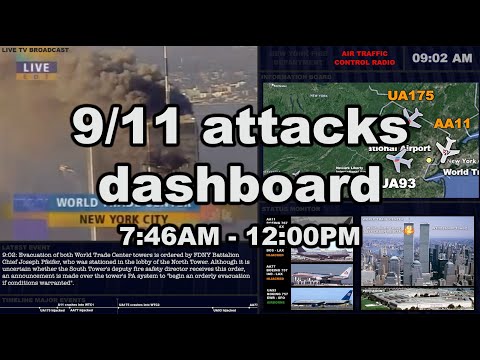 9/11 attacks in realtime (dashboard) 7:46am-12:00pm