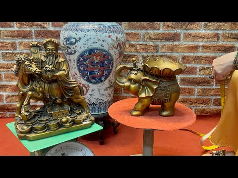 5/2/26 tượng chúa to,bộ đài xưa,thỏi vàng,thần tài đến,xông trầm xưa