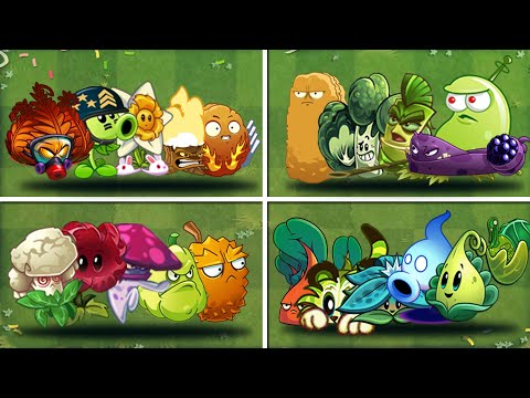 Team Mega Vs Nightcap Vs Bamboo Vs Tiger Grass plant - Which Will Win？   - PvZ 2 Team 05 Plant