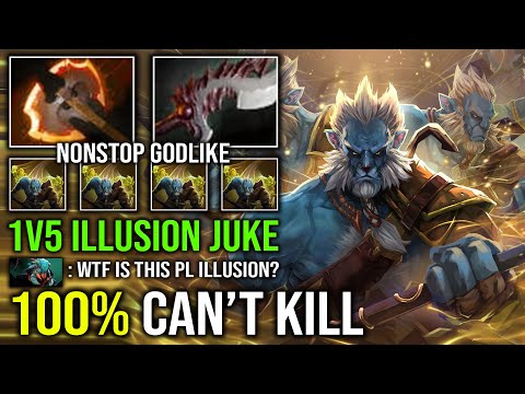 WTF 100% CAN'T KILL Nonstop Godlike Battle Fury 1v5 Illusion Juke Phantom Lancer Dota 2