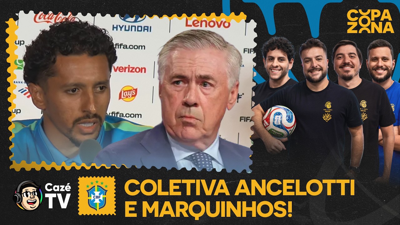 AMANHÃ TEM MATA-MATA! COLETIVA DA SELEÇÃO BRASILEIRA COM ANCELOTTI E MARQUINHOS | COPAZONA