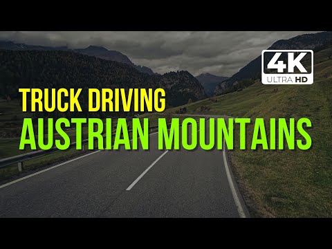 Truck Driving, Cabin View, Austrian Mountains, Trucking through Scenic Views and Serene Landscapes