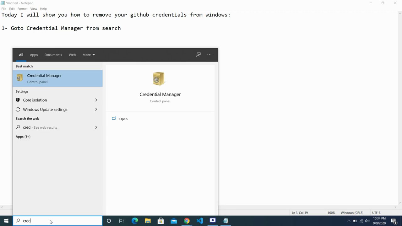 How to remove GitHub credentials from Windows 10