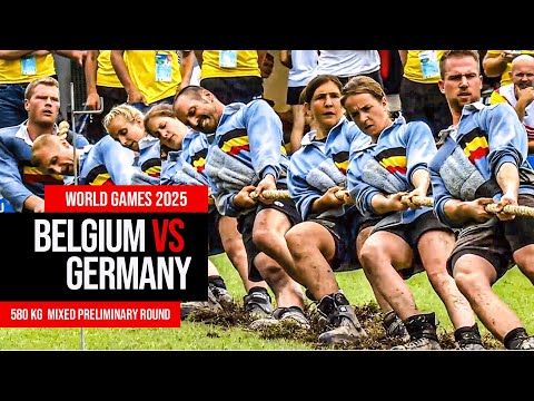 What a Fight! 💥 Belgium vs Germany | Mixed 580Kg | Super Tight Tug of war Match | World games 2025