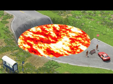 Cars  vs - Beamng drive - Open Bridge Crashes over Volcano #1 (Jumping into Volcano Crashes)