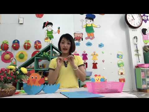 Tạo hình hướng dẫn trẻ làm con gà bằng vỏ trứng cô giáo Nguyễn Lệ Thu lớp 3-4T C1