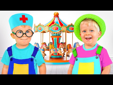 Little Oliver's Magical Carousel Adventure - Journey Through Various Professions