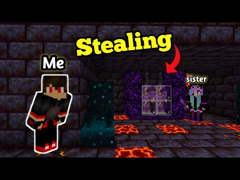 I Stole Full NETHERITE ARMOUR From My Sister's Secret Base in Minecraft