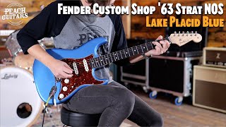 Video thumbnail for No Talking...Just Tones | Fender Custom Shop '63 Strat NOS Lake Placid Blue by Peach Guitars