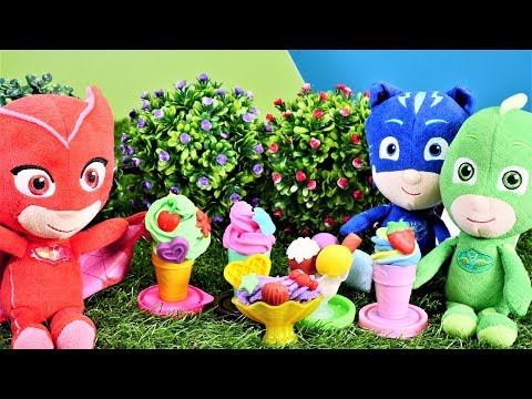 Die Pyjamahelden machen Eis aus Play Doh. Spielzeugvideo für Kinder.