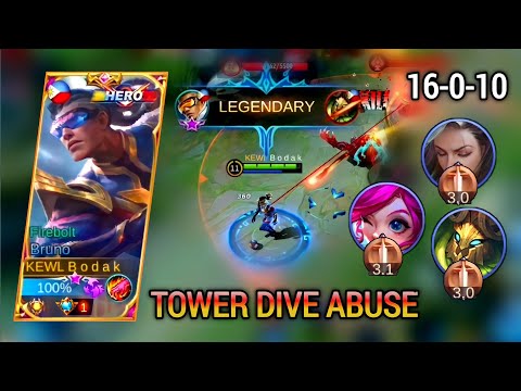 TOWER DIVE ABUSE | BRUNO BEST BUILD S22 - MASTER BODAK MLBB