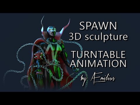 Spawn 3D sculpture - Turntable animation
