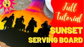 21. Gorgeous Sunset Cowboy Serving Board - Resin Pouring, Charcuterie Board