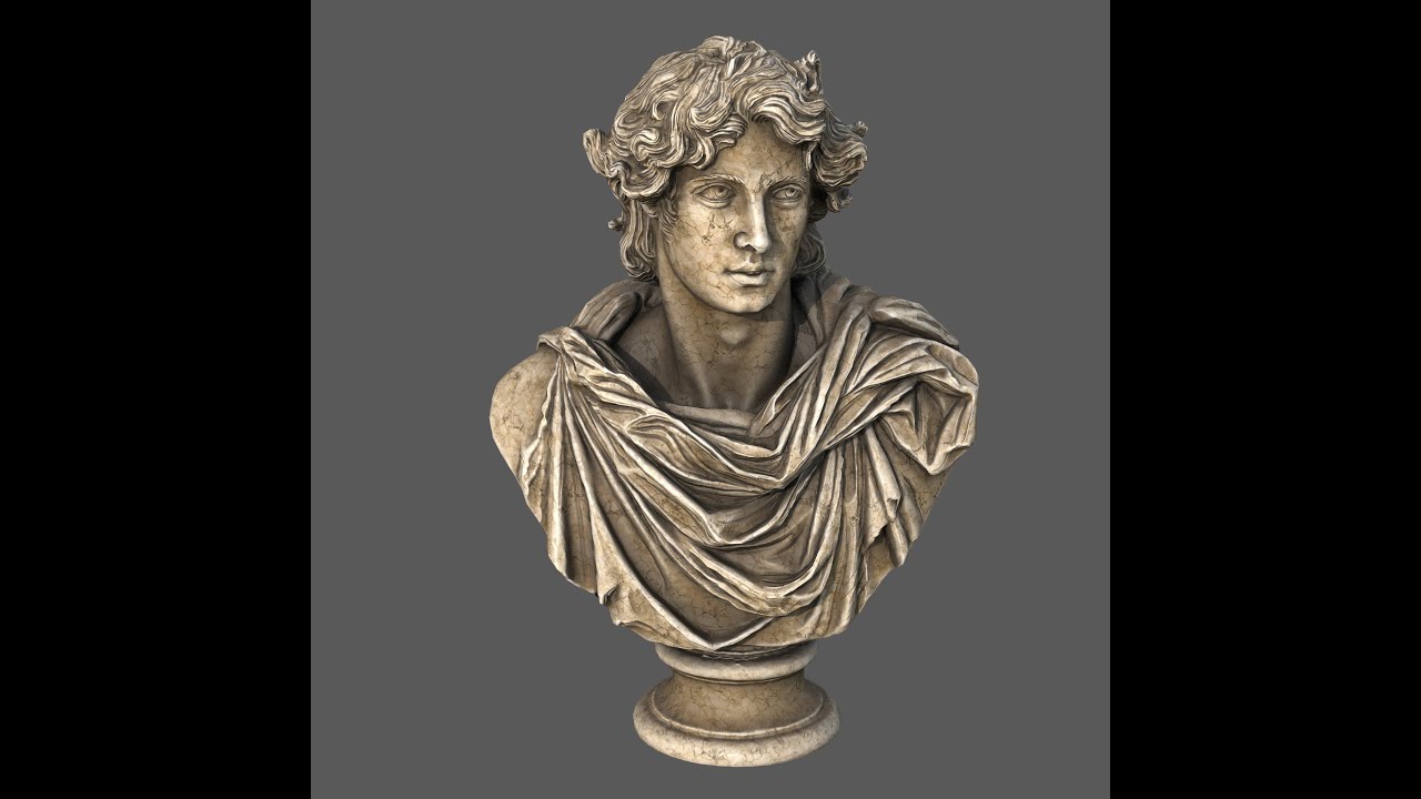 古典的なギリシャの大理石のバスト ローポリ ゲーム対応 ローポリ 3Dモデル