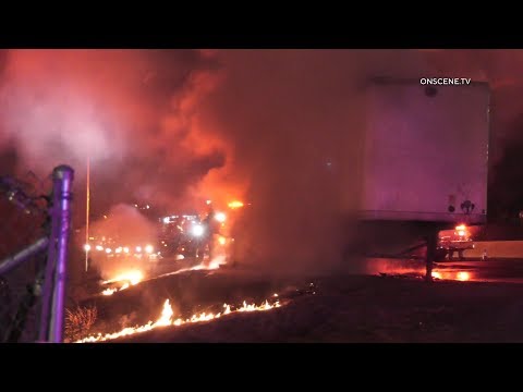 Fiery Crash Involving Semi-Truck Leaves One Dead In Colton