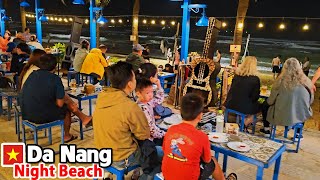 DA NANG VIETNAM Nightlife - Vibrant Atmosphere at My Khe Beach at Night Real Life Busy Lively Scenes