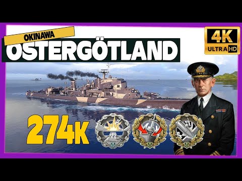 Destroyer Östergötland on map Okinawa, 273k damage - World of Warships