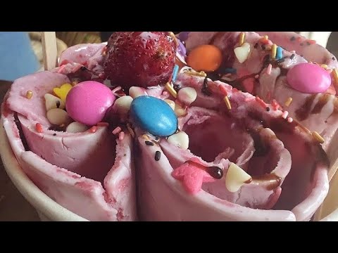 Live Real fruit ice Cream Roll/ Tawa ice Cream Roll of Dehradun/ Indian Street Food.