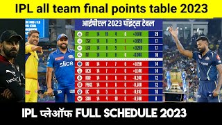 IPL final points table 2023 | ipl playoff schedule 2023 | csk vs gt qualifier, mi vs lsg eliminator