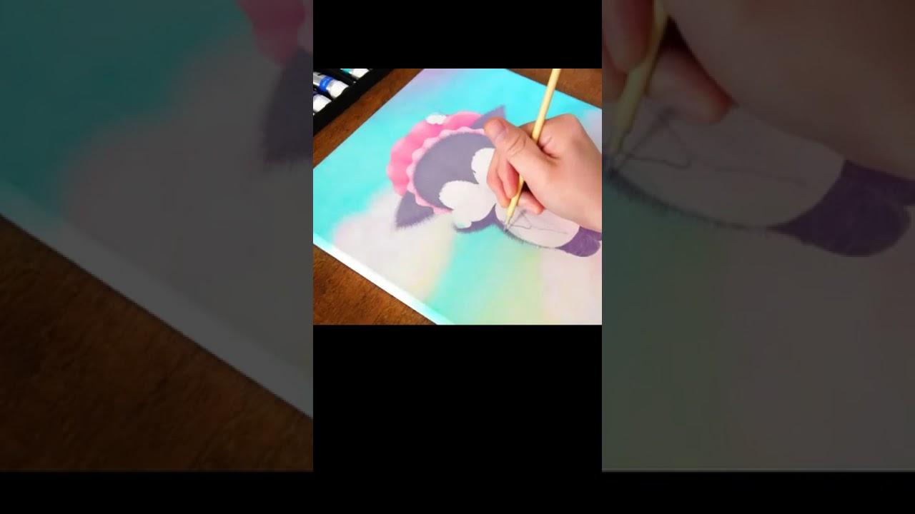 手描きの絵をAIに動かしてもらったよ♡アクリル絵の具♡生成AI♡猫♡イラストメイキング♡illustrationmaking♡art