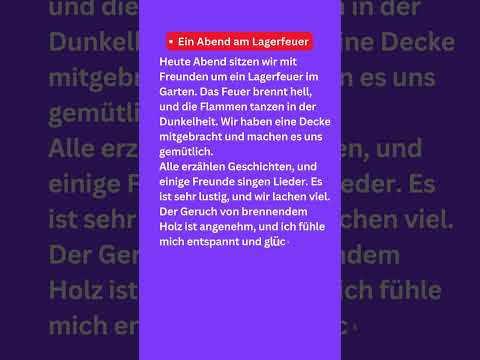 Ein Abend am Lagerfeuer #germanlessons #Lernedeutsch #deutschlernen #Deutsch #learngerman #foruyou