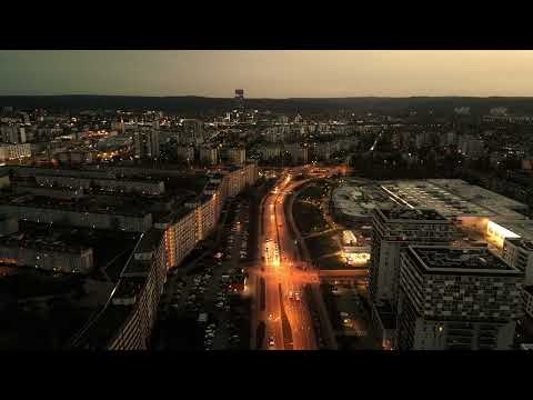 GDAŃSK Przymorze night cinematic mood aerial 2023