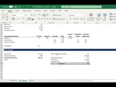 3 Statement LBO Model A Entry Assumptions and Sources and Uses