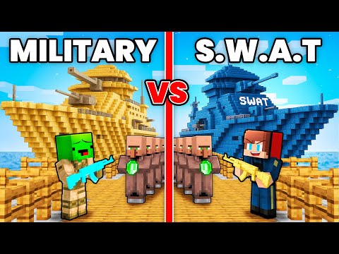 Mikey MILITARY vs JJ SWAT Cruise Ship Battle in Minecraft ! - Maizen