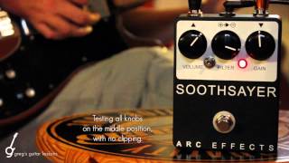 Video thumbnail for Guitar Demo: ARC EFFECTS SOOTHSAYER  [Overdrive Pedal] by Greg's Guitar Lessons
