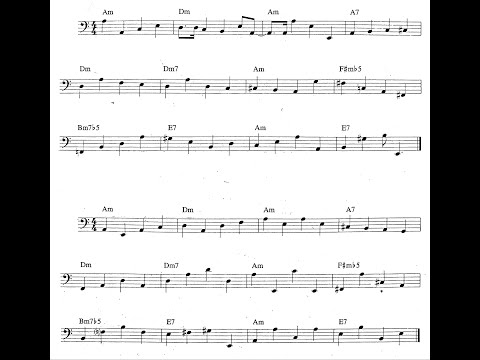 Walking Bass Am (Ron Carter) + partitura.