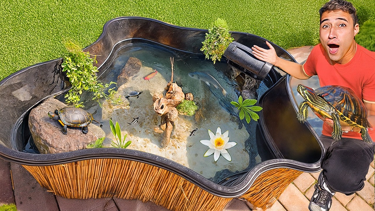 CONSTRUINDO LAGO para MINHAS TARTARUGAS de ESTIMAÇÃO