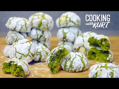 Matcha Green Tea Crinkle Cookies: with White Chocolate Chips | Cooking with Kurt