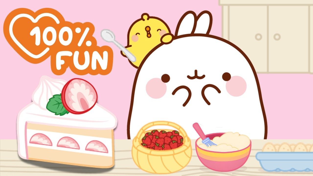 Baking the Perfect Strawberry Shortcake 🍰💛 Molang & Piu Piu
