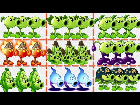 PvZ 2 - Team 9 Peashooter Plants and Other Plants Level 1 Vs Team Dark Ages Gargantuar Zombies